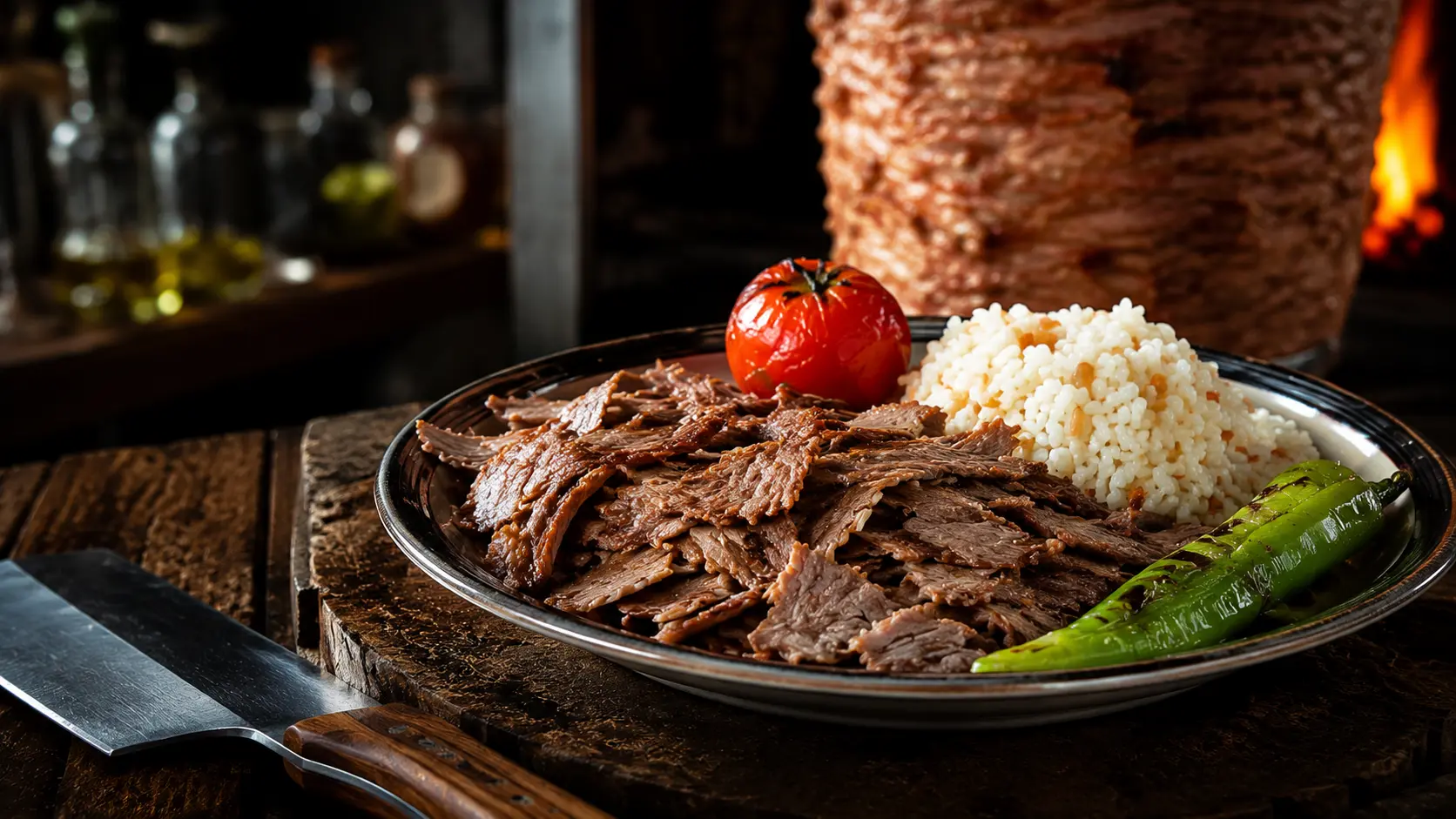 Pilav Üstü Döner sunumu